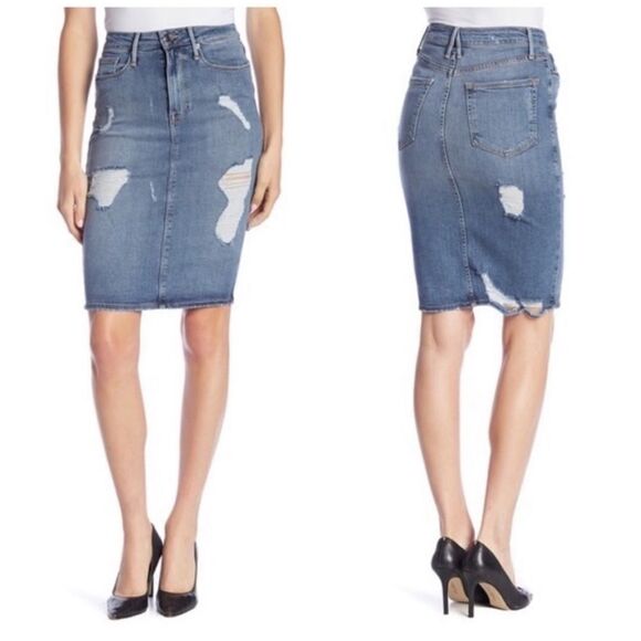 Good American Distressed Denim Pencil Skirt- Size 4 (27) - Picture 1 of 11